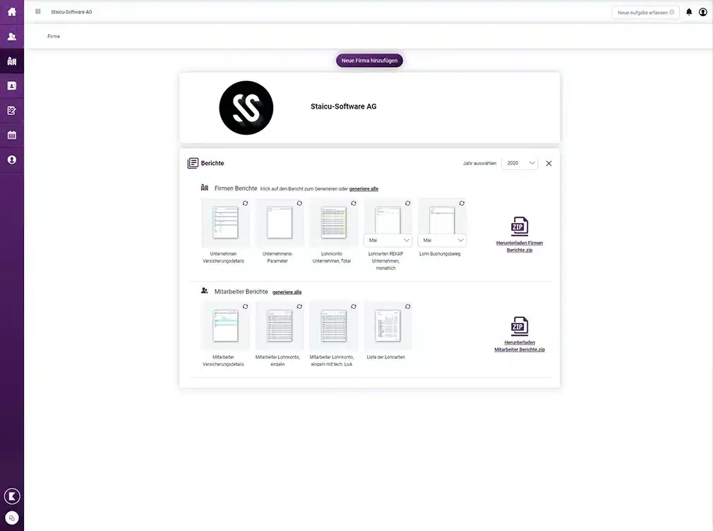 Flexibel anpassbare Berichte in der Lohnbuchhaltung Übersicht der konfigurierbaren Berichte für Unternehmen & Mitarbeitende